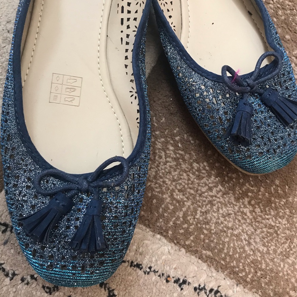 Blue new shinny flats